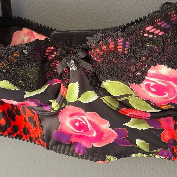 Victoria’s Secret Lace Rose Leopard Satin Bustier Bra 36C - Picture 4 of 8